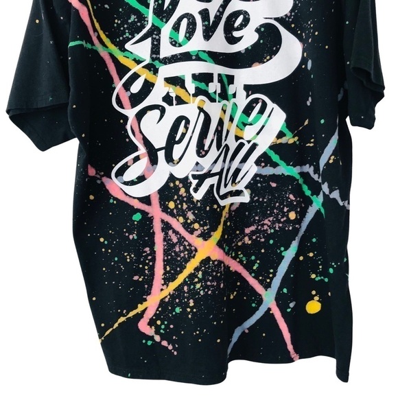 Taco Villa Splatter Tee Tie Dye Love Serve All T-Shirt Top - Picture 6 of 8
